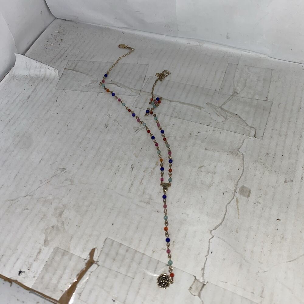 Disney Plastic Beaded & Gold Tone Necklace With Skull Design See Pictures